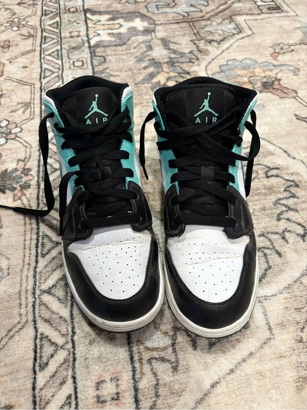 Nike High-Top Sneakers in Teal, Black & White